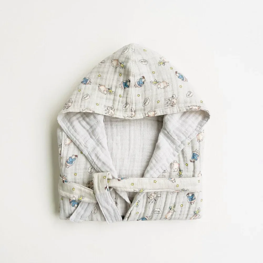KIDS Organic Muslin Cotton Bathrobe - Reversible
